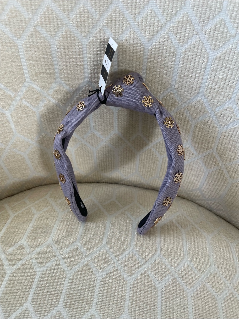 Lele Sadoughi Kids Lavender Knot Headband with Gold Snowflake Accents
